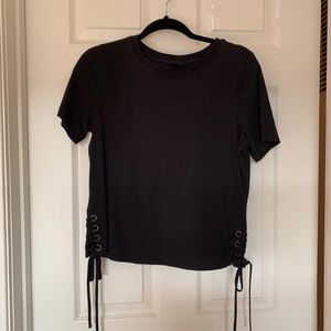 Mosimo size small black shirt with side ties